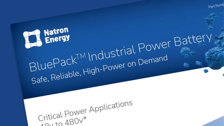 BluePack Industrial Power Battery data sheet